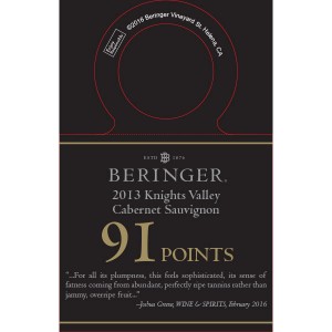 
        
        Beringer Accolade Necker - 2013 Knights Valley Cabernet Sauvignon, 91 pts, Wine & Spirits 02/2016        
      
