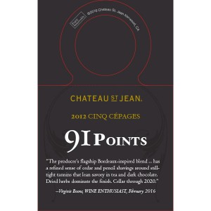 
        
        Chateau St. Jean Accolade Necker - 2012 Cinq Cépages, 91 pts, Wine Enthusiast 02/2016        
      