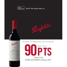 Penfolds Accolade Shelf Talker - 2013 Bin 9 Cabernet Sauvignon, 90 pts, Wine and Spirits 02/2016