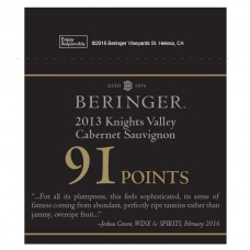 Beringer Accolade Shelf Talker - 2013 Knights Valley Cabernet Sauvignon, 91 pts Wine & Spirits 02/2016