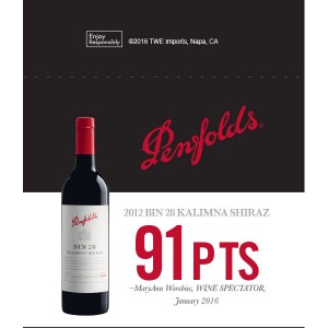 
        
        Penfolds Accolade Shelf Talker - 2012 Bin 28 Kalimna Shiraz, 91 pts, Wine Spectator 01/2016        
      