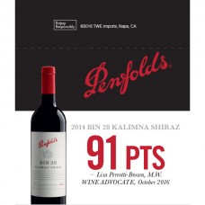 Penfolds 2014 BIN 28 Kalimna Shiraz, 91pts Shelf Talker 