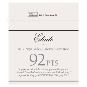 
        
        Etude Accolade Shelf Talker - 2012 Napa Valley Cabernet Sauvignon, 92 points, JamesSuckling.com, July 2015        
      