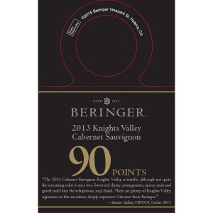 
        
        Beringer Accolade Necker - 2013 Knights Valley Cabernet Sauvignon, 90 pts, Vinous, Oct. 2015        
      