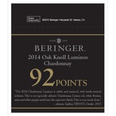 Beringer Accolade Shelf Talker - 2014 Oak Knoll Luminus, 92 pts, VINOUS, October 2015