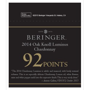 
        
        Beringer Accolade Shelf Talker - 2014 Oak Knoll Luminus, 92 pts, VINOUS, October 2015        
      