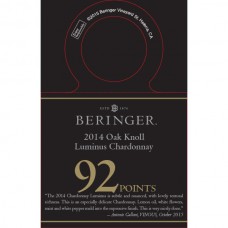 Beringer Accolade Necker - 2014 Oak Knoll Luminus Chardonnay, 92 pts, Vinous, Oct. 2015