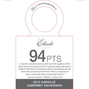 
        
        Etude Accolade Necker - 2012 Oakville Cabernet Sauvignon, 94 points, Vinous, October 2015        
      