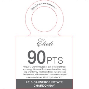 
        
        Etude Accolade Necker - 2013 Carneros Chardonnay 90 points, Vinous, October 2015        
      