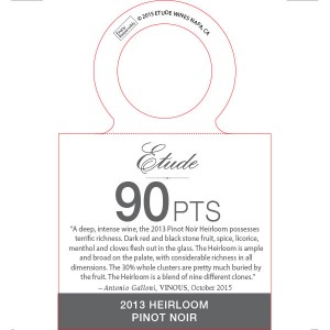 
        
        Etude Accolade Necker - 2013 Heirloom Pinot Noir, 90 points, Vinous, October 2015        
      