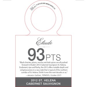 
        
        Etude Accolade Necker - 2012 St. Helena Cabernet Sauvignon, 93 points, Vinous, October 2015        
      