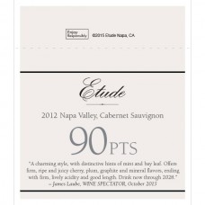 Etude Accolade Shelf Talker - 2012 Napa Valley Cabernet Sauvignon, 90 points, Wine Spectator, October 2015