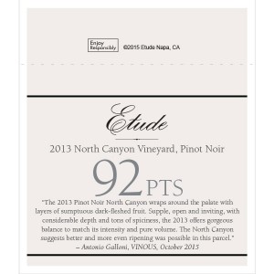 
        
        Etude Accolade Shelf Talker - 2013 North Canyon Pinot Noir, 92 points, VINOUS, October 2015        
      