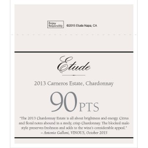 
        
        Etude Accolade Shelf Talker - 2013 Carneros Chardonnay, 91 points, VINOUS, October 2015        
      
