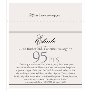 
        
        Etude Accolade Shelf Talker - 2012 Rutherford Cabernet Sauvignon, 95 points, Vinous, October 2015        
      