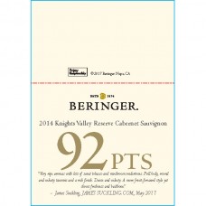Beringer 2014 Knights Valley Reserve Cabernet Sauvignon 92pts Shelf Talker