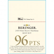 Beringer 2015 Private Reserve Chardonnay 96pts Shelf Talker
