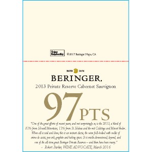 
        
        Beringer 2013 Private Reserve Cabernet Sauvignon 97pts Shelf Talker        
      