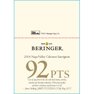 
        
        Beringer 2014 Napa Valley Cabernet Sauvignon 92pts Shelf Talker        
      