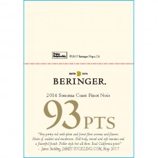 Beringer 2014 Sonoma Coast Pinot Noir 93pts Shelf Talker
