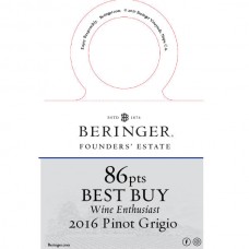 Beringer Founders' Estate 2016 Pinot Grigio 86pts Best Buy Wine Enthusiast Accolade Necker