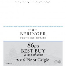Beringer Founders' Estate 2016 Pinot Grigio 86pts Best Buy Wine Enthusiast Accolade Shelf Talker Beringer Founders' Estate 2016 Pinot Grigio 86pts Best Buy Wine Enthusiast Accolade Shelf Talker