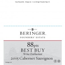 Beringer Founders' Estate 2015 Cabernet Sauvignon 88pts Best Buy Wine Enthusiast Accolade Shelf Talker Beringer Founders' Estate 2015 Cabernet Sauvignon 88pts Best Buy Wine Enthusiast Accolade Shelf Talker