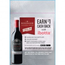 Beringer Founders' Estate "Earn $1 Cash Back with Ibotta" Shelf Talker Valid 04/01/18 - 04/30/18