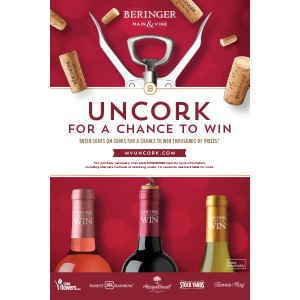 
        
        Beringer Main & Vine Uncork & Win 12x18 Mini Case Card - Expiration 06/30/18        
      