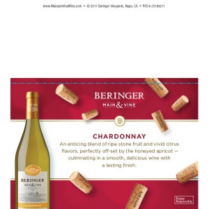 
        
        Beringer Main & Vine Chardonnay Uncork & Win Shelf Talker - Expiration 06/30/18         
      