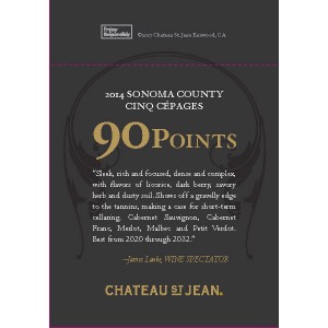 Chateau St. Jean F18 Accolade Shelf Talker - 2014 Sonoma County Cinq Cépages, 90pts Wine Spectator
Chateau St. Jean F18 Accolade Shelf Talker - 2014 Sonoma County Cinq Cépages, 90pts Wine Spectator