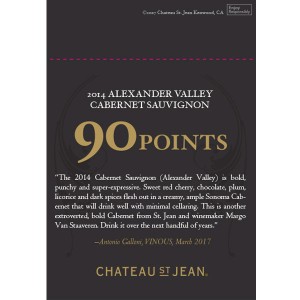 
        
        Chateau St. Jean Accolade Shelf Talker - 2014 Alexander Valley Cabernet Sauvignon, 90pts Vinous        
      