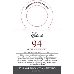 
        
        Etude Accolade Necker - 2014 North Canyon Vineyard Pinot Noir, 94pts, Wine Enthusiast        
      