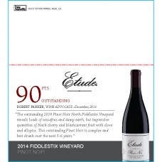 Etude Accolade Shelf Talker - 2014 Fiddlestix Vineyard Pinot Noir, 90pts, Wine Advocate Dec. 2016