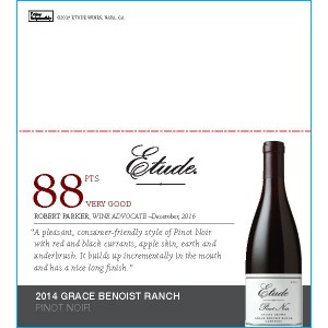 
        
        Etude Accolade Shelf Talker - 2014 Grace Benoist Ranch Pinot Noir, 88pts, Wine Advocate Dec. 2016        
      