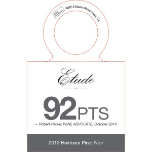 
        
        Etude Accolade Necker: Heirloom Pinot Noir 2012, 92 points Wine Advocate 10/14        
      