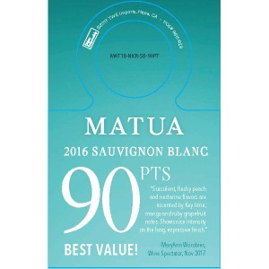 
        
        Matua F18 Sauvignon Blanc Accolade Necker WS 90 Points         
      
