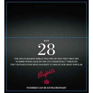 
        
        Penfolds Numbers BIN 28 Shiraz Double-Sided Shelf Talker         
      