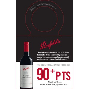
        
        Penfolds Accolade Necker - Bin 28 Kalimna Shiraz 2013, 90+ points Wine Advocate 09/15        
      
