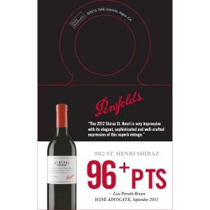 Penfolds Accolade Necker - St. Henri Shiraz 2012, 96+ points Wine Advocate 09/15
Penfolds Accolade Necker - St. Henri Shiraz 2012, 96+ points Wine Advocate 09/15