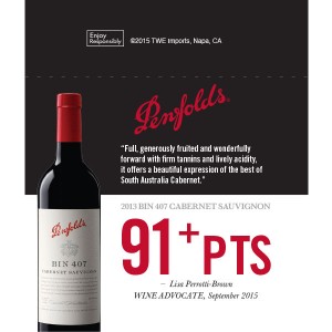 
        
        Penfolds Accolade Shelf Talker - 2013 Bin 407 Cabernet Sauv, 91+ points Wine Advocate, 09/2015        
      
