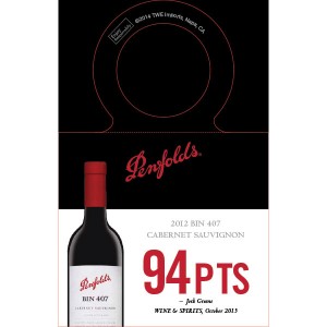 
        
        Penfolds Accolade Necker - 2012 Bin 407 Cabernet Sauvignon, 94 points Wine & Spirits 10/2014        
      