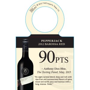 
        
        Pepperjack Accolade Necker - 2012 Barossa Red, 90 Points - The Tasting Panel, May 2015        
      