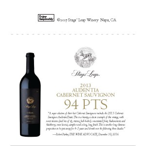 
        
        Stags' Leap 2013 Audentia Cabernet Sauvignon 94pt Shelf Talker         
      