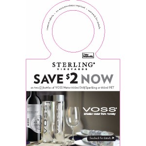 
        
        Sterling Vineyards TIE-IN-PARTNER $2 IRC on 2 bottles of VOSS Water (800ml Still/Sparkling or 850ml PET) NWPR Valid 11/01/17 - 01/15/18           
      