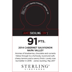 
        
        Sterling Vineyards 2014 Cabernet Sauvignon Napa Valley James Suckling 91pts Accolade Necker         
      
