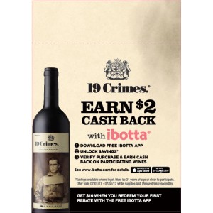 
        
        19 Crimes "Earn $2 Cash Back with Ibotta" Shelf Talker Valid 02/01/18 - 02/28/18        
      